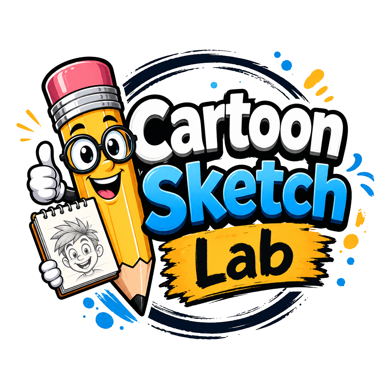 Cartoon Sketch Lab logo for beginner drawing tutorials